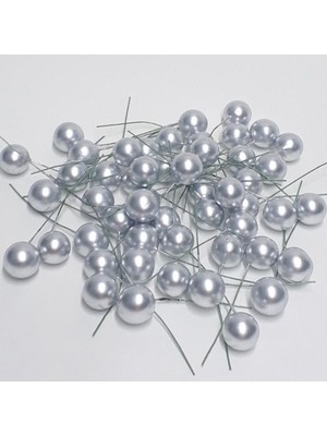 300 Adet Çok Renkli Kokina Pike Yılbaşı Çiçeği Top Gümüş 1 cm