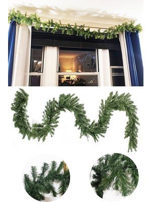 Yeşil 160CM Çam Dalı Garland, Yılbaşı Dekorasyonu, Şık ve Doğal Görünüm