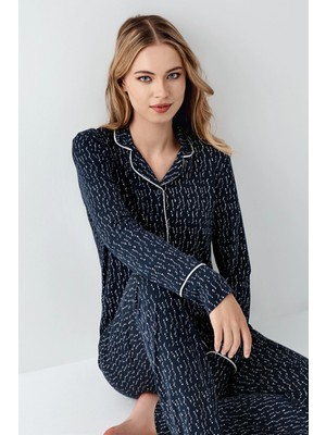NemereSoft Arnetta 3430-S Kadın Gömlek Yaka Pijama Takımı