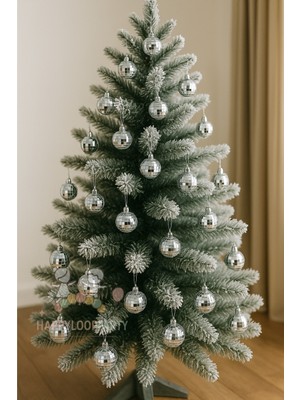 Renkli Yılbaşı Topları, 6'lı, 6 Cm, Büyük Boy, Disko ve Çam Ağacı Süsü Seti