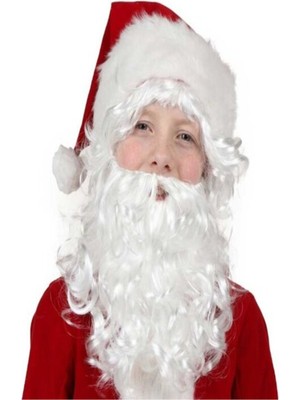 Kırmızı Noel Baba Çocuk Sakalı ve Kostüm Seti, Eğlenceli ve Renkli Tasarım