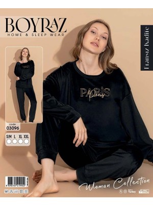 NemereSoft Boyraz 03096 Fransız Kadife Kumaş Uzun Kol Pijama Takımı