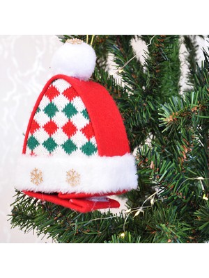 Yılbaşı Ağaç Süsü Şapka Modeli, Renkli, 16X12 Cm, Eğlenceli Dekorasyon Parçası