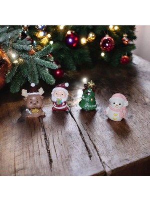 Renkli 4 Parça Noel Süsleri Yılbaşı Dekorasyonu Seti