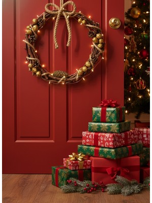 Kahverengi Kapı Süsü Çelenk, Şık ve Hoş Dekoratif Aksesuar