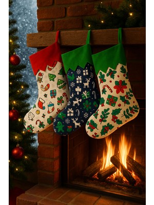 Waldern Dekoratif Yılbaşı Çorap 25*26 cm Mix Model