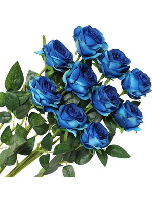 Teotake 10 Adet Yapay Gül Ipek Çiçek Çiçek Buketleri (Mavi Degrade - Çiçek Açan Güller) (Yurt Dışından)