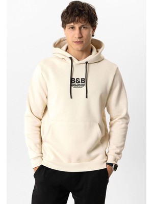 Bej Regular Fit Pamuklu Kapüşonlu Sweatshirt
