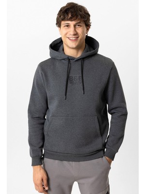 Antrasit Regular Fit Pamuklu Kapüşonlu Sweatshirt