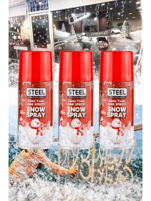 Depomega 3 Adet Erimeyen Kar Spreyi 150 ml Kırmızı - Beyaz Cama Yazı Yazma Ağaç Süsleme