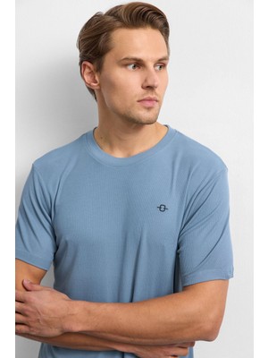 Mavi Regular Fit Bisiklet Yaka Tişört