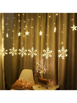 Yıldızlı ve Kar Tanesi Temalı LED Perde Işıklar, Yılbaşı ve Organizasyon Süsleri