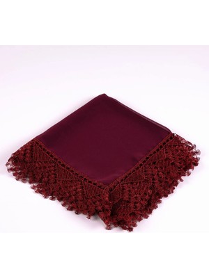 Hayrat Neşriyat Iğne Oyalı Şal (Namaz Örtüsü, 144X68 Cm. Bordo)