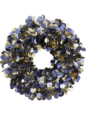 Yılbaşı Kapı Süsü, Mavi ve Altın Renkli Noel Dekorasyonu, Şık Çelenk