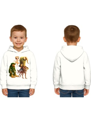 Sedirli Unisex Brainrot Baskılı Çocuk Swaetshirt Kapüşonlu 3 Iplik Şardonlu