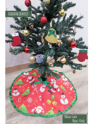 Çok Renkli Yılbaşı Çam Ağacı Eteği ve Süsleri Seti
