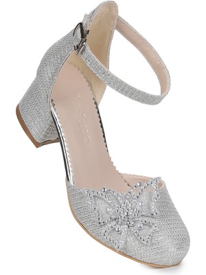 Kiko Kids  Zete Kum Simli Kız Çocuk 4 cm Topuklu Abiye Ayakkabı