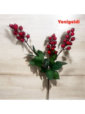 4 Adet 3 Dallı Yapraklı 60 cm Kokina ve Yılbaşı Süsü Dekorasyon Seti