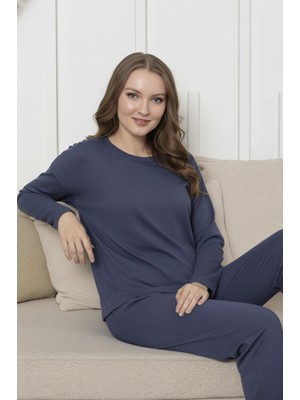 Farya Home Kalın Kışlık 2 Iplik Şardonlu Uzun Kollu Örme Pijama Takımı