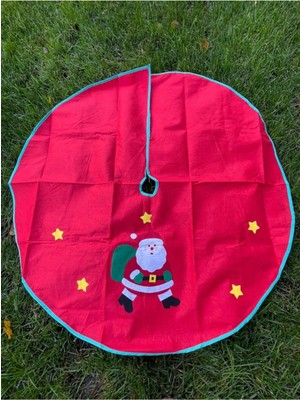 Kırmızı Keçe Çam Ağacı Altı Örtüsü, Yılbaşı Süsleri, 105CM Çap