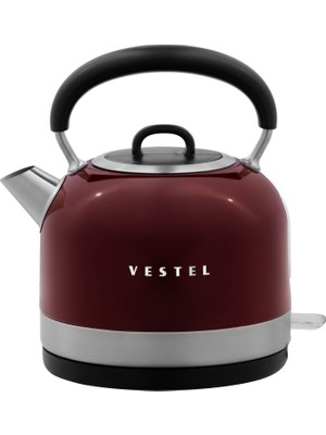 Vestel Retro Bordo Su Isıtıcı 1,7 lt Çelik Malzeme ile Hızlı Isıtma ve Güvenlik