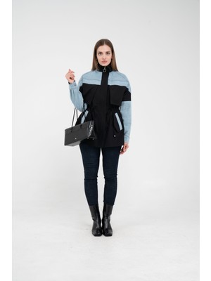 SASILVA Kot Detaylı Siyah Şerit Tasarım Kadın Kap 1729