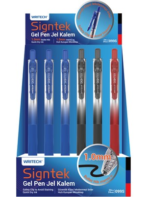 Writech Wrıtech W-099S Sıgntek Imza Kalemi 1,0mm Jel Kalemi - 24'lü Stand
