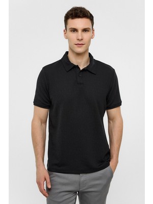 Siyah Polo Yaka Regular Fit Tişört