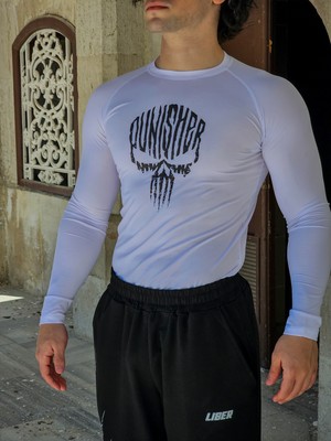 Liber Punisher - Uzun Kollu Compression T-Shirt (Beyaz)