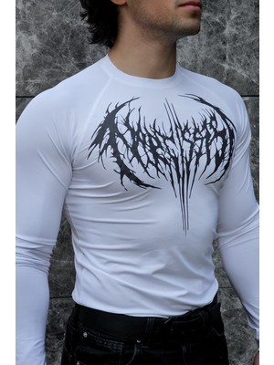 Liber Ezekiel - Uzun Kollu Compression T-Shirt (Beyaz)