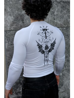 Liber Valhalla - Uzun Kollu Compression T-Shirt (Beyaz)