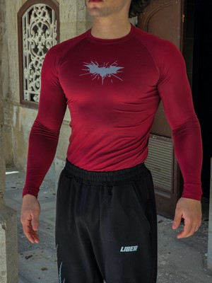 Liber Batman - Uzun Kollu Compression T-Shirt (Bordo)