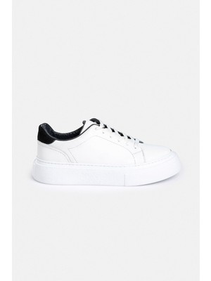 %100 Deri Termo Taban Beyaz Erkek Sneaker Ayakkabı