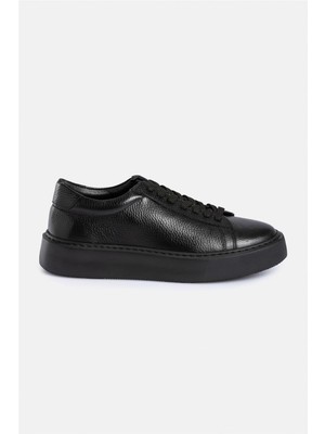 %100 Deri Termo Taban Siyah Erkek Sneaker Ayakkabı