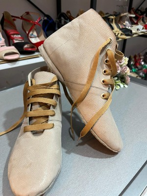 Bitangosu Sütlü Kahve Rengi Deri Dans Botu- Bağcıklı-Süet Taban - Tüm Danslar Için Uygundur.