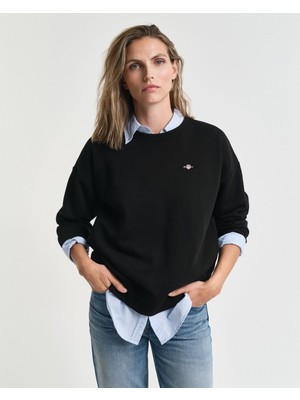 Gant Kadın Siyah Relaxed Fit Bisiklet Yaka Sweatshirt 4201414.5
