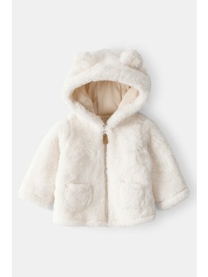 Carter's Unisex Bebek Peluş Hırka Ekru Desensiz Pamuklu Rahat Fit 24 Ay