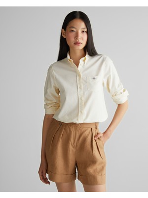 Gant Kadın Sarı Regular Fit Düğmeli Yaka Çizgili Gömlek 4300502.700