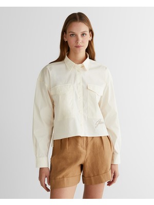 Gant Kadın Krem Klasik Yaka Logolu Gömlek 43825102T.113