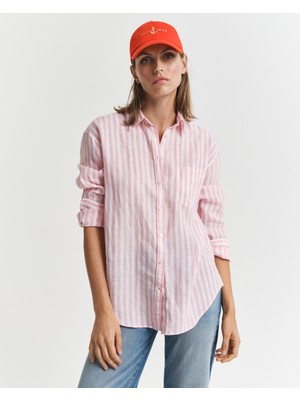 Gant Kadın Pembe Relaxed Fit Klasik Yaka Çizgili Gömlek 4300476.627