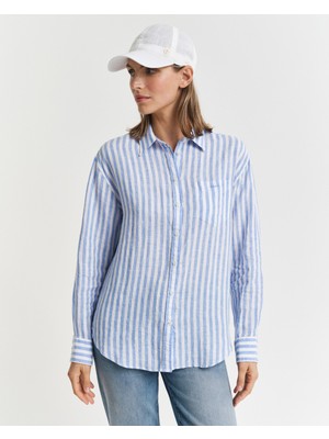 Gant Kadın Mavi Relaxed Fit Klasik Yaka Çizgili Gömlek 4300476.419