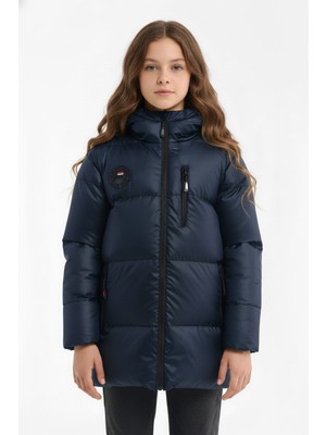 D1fference İçi Kürklü Cepli Kapüşonlu Jel Elyaflı Su ve Rügar Geçirmez Kız Çocuk Kışlık Mont