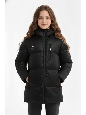 D1fference İçi Kürklü Cepli Kapüşonlu Jel Elyaflı Su ve Rügar Geçirmez Kız Çocuk Kışlık Mont