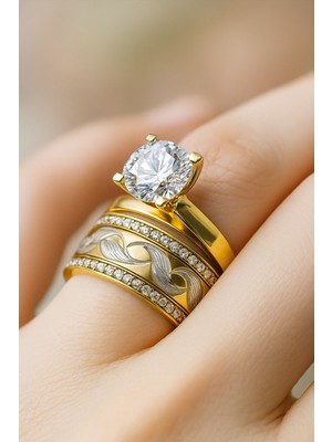 8 Ayar Altın Tektaşlı Alyans 8A107