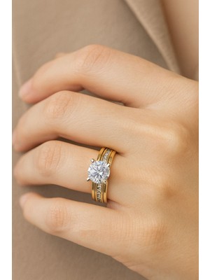 8 Ayar Altın Tektaş Yüzük 8A122