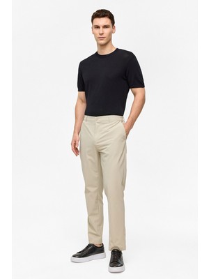 Bej Regular Fit Dokuma Pantolon