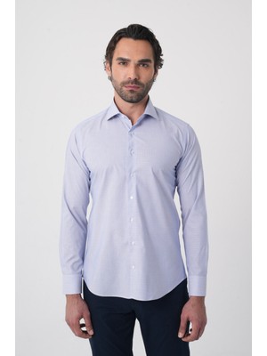 Bisse Erkek Regular Fit Uzun Kollu Italyan Yaka Mavi Gömlek GMKLS252006_E35