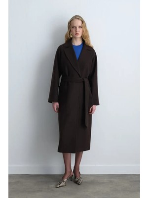 Gusto Klasik Yün Manto - Kahverengi