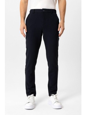 Back And Bond Lacivert Smart Fit Beli Lastikli Yan Cep Casual Pantolon