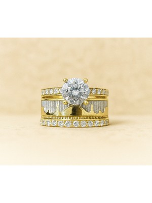 8 Ayar Altın Tektaşlı Alyans Yüzük 8A158